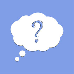 Thought cloud or speech bubble icon, communication element symbol with question mark, concept idea design. Vector illustration isolated.