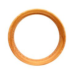 Wooden round frame for paintings, mirrors or photo isolated on white background. Design element...