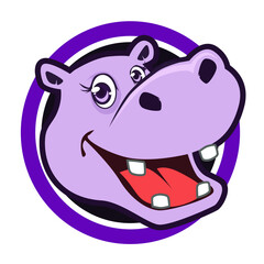 head hippopotamus mascot cartoon in vector