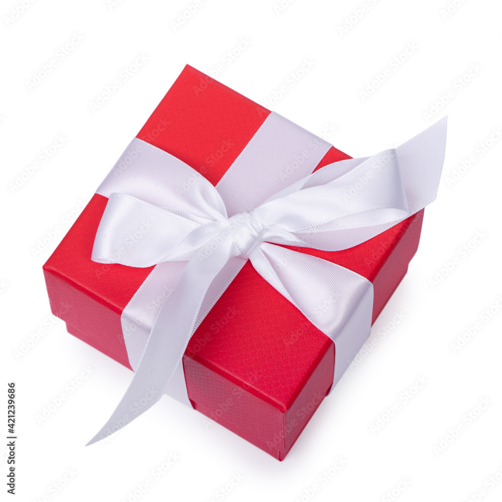 Canvas Prints Small red gift box with ribbon