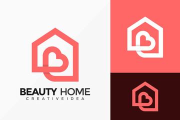 Beauty House Love Logo Vector Design. Abstract emblem, designs concept, logos, logotype element for template.