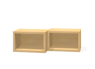 ディスプレイ用の2個の木箱の3dレンダリング