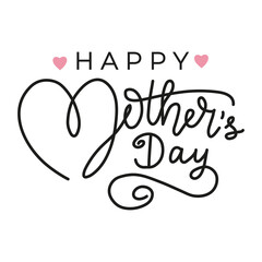 Happy Mother's day greeting card with lettering and pink heart background. Hand drawn typography design. Spring Mother's day holiday vector illustration for logo, label, print, poster or invitation