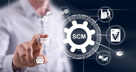 Man touching a scm concept