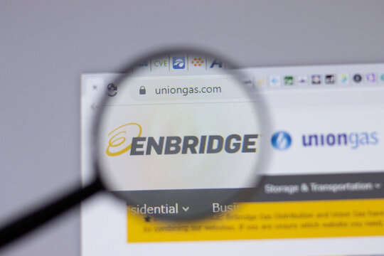 New York, USA - 18 March 2021: Enbridge Union Gas company logo icon on website, Illustrative Editorial.