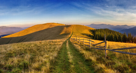 Obraz premium The road in the mountains. Travel in the summer Carpathians.