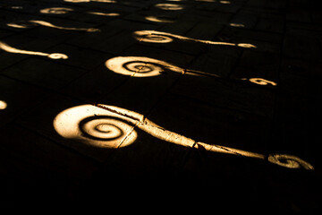 Abstract question mark shadow on dark background, abstract icon background