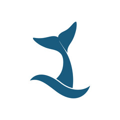 Naklejka premium Whale in sea wave graphic icon. Tail whale sign isolated on white background. Sea life symbol. Logo. Vector illustration
