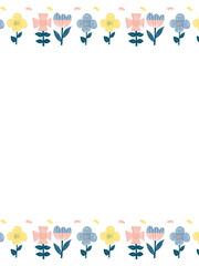 ピンクと青と黄色の北欧お花のフレーム