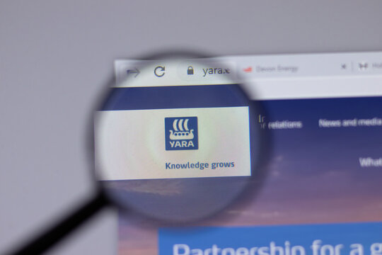 New York, USA - 18 March 2021: Yara company logo icon on website, Illustrative Editorial.