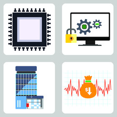 Vector illustration Set for Computer CPU, Bios, Company and Communication Device Frequency EPS10