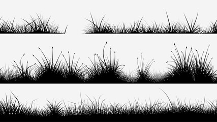black grass silhouettes in set on white