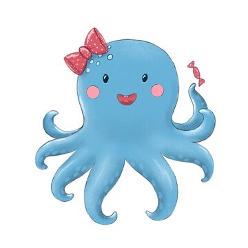 girl octopus with candy smiles.