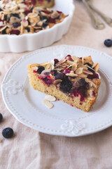 Freshly baked homemade summer berry cake. Sweet food.