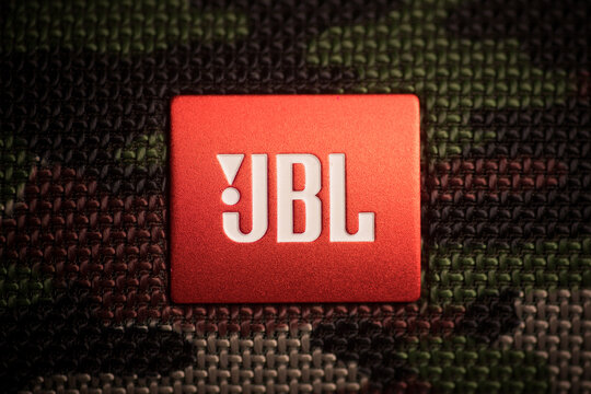 JBL logo on a portable speaker