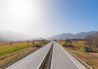 highway to Garmisch-Partenkirchen, upper bavaria in early spring