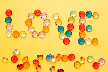 colorful diamonds love holiday Valentine yellow background