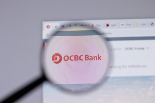 New York, USA - 18 March 2021: OCBC Bank company logo icon on website, Illustrative Editorial.
