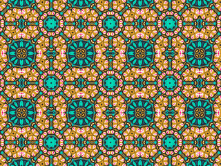 Wallpaper Geometric Ornament Abstract Pattern Green, Black, Blue, and Gold Yellow for Print and Background. Geometric Tile Digital Paper.