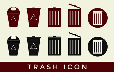 icon set creative design trash can bundle
