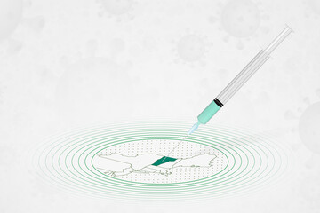 Vermont vaccination concept, vaccine injection in map of Vermont. Vaccine and vaccination against coronavirus, COVID-19.