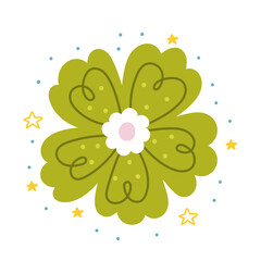 Green big flower. Early spring. Vintage illustration in pastel colors. Flat design. Simple Hand drawn illustration. Minimalistic elegant concept. [Converted]