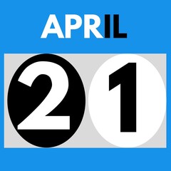 April 21 . Modern daily calendar icon .date ,day, month .calendar for the month of April