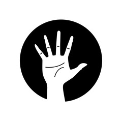 Five fingers gesture glyph black icon. Make fingers up gesture sketch element. Pictogram for web page, mobile app, promo. Editable stroke. Hand drawn illustration.
