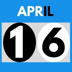 April 16 . Modern daily calendar icon .date ,day, month .calendar for the month of April