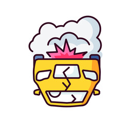 color icon, car accident, inverted car