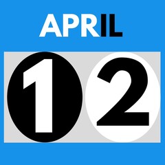 April 12 . Modern daily calendar icon .date ,day, month .calendar for the month of April