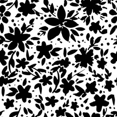 pattern seamless monochrome flowers trend in textiles vector background floral fabric