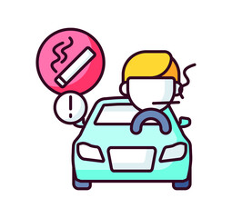 color icon, car accident, smoking while driving