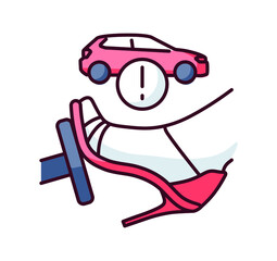 color icon, car accident, high-heeled shoes