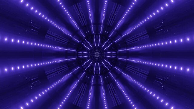 Circular neon vj loop. Tunnel motion with shifting colors between a darker purple and mangenta