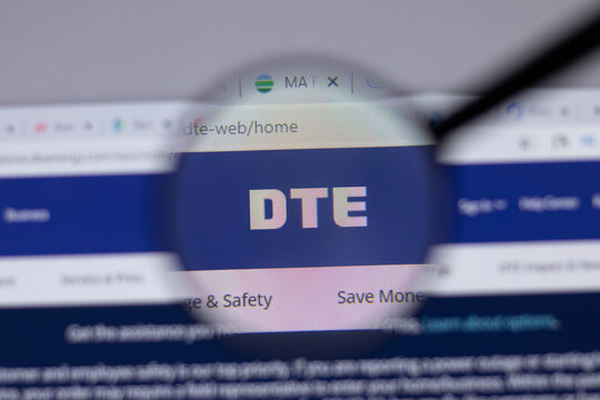 New York, USA - 18 March 2021: DTE Energy company logo icon on website, Illustrative Editorial.