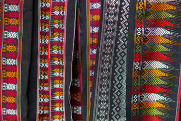 Patterns on local fabrics in Isan, Thailand, hand-made works, local handicrafts.
