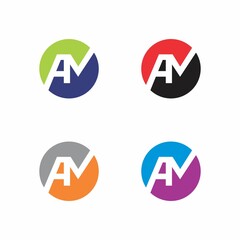 Abstract Initials Letters AM Logo Vector 001