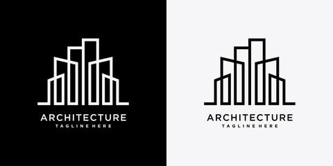 Architecture logo design template with creative liner concept. Logo design for real estate
