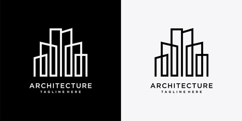 Architecture logo design template with creative liner concept