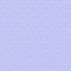 Cute seamless easter pattern. Seamless pattern with white bunny on a purple background. Vector pastel illustration. 