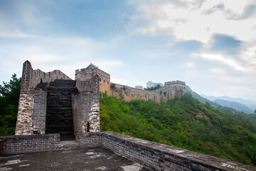 Great Wall in China，The Great Wall and the beautiful clouds in the morning