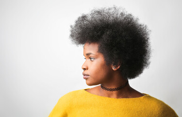 Fototapeta na wymiar profile portrait of a young black woman