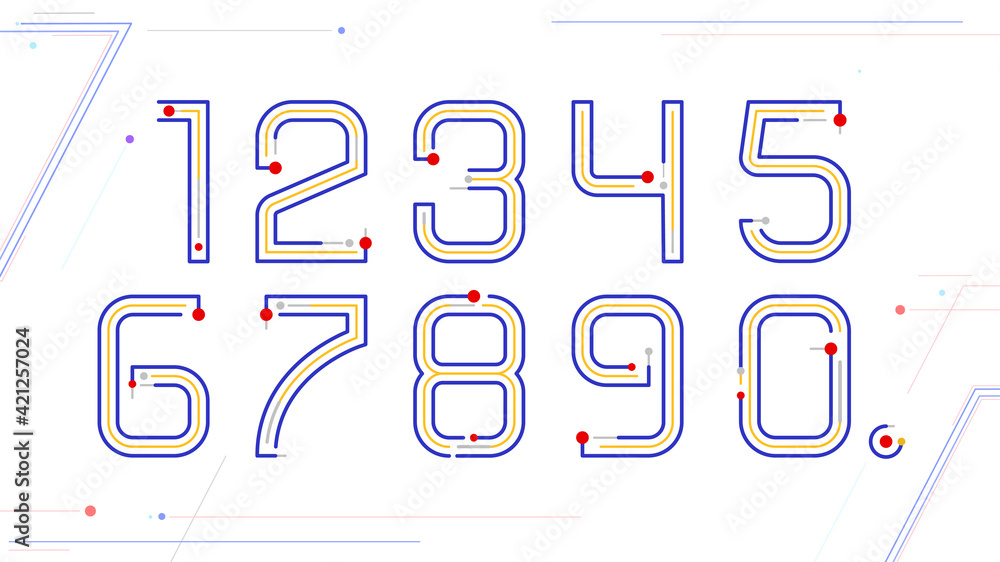 Aufkleber tech alphabet numbers digital background