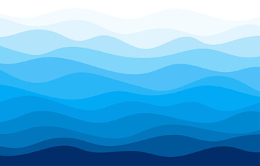 Blue water wave sea line pattern background vector.
