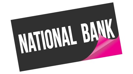 NATIONAL  BANK text on black pink sticker stamp.