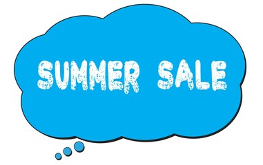 SUMMER  SALE text written on a blue thought bubble.