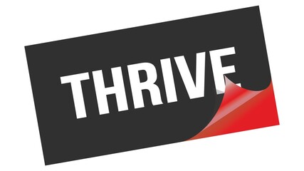 THRIVE text on black red sticker stamp.