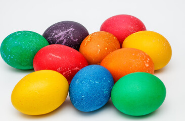 ten colorful easter eggs