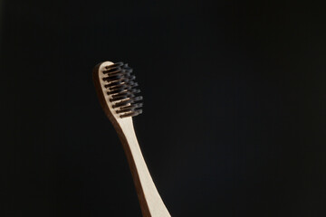 Ecological bamboo toothbrushes. Natural organic personal care product concept. With copy space. Dental clinic and private bathroom.
